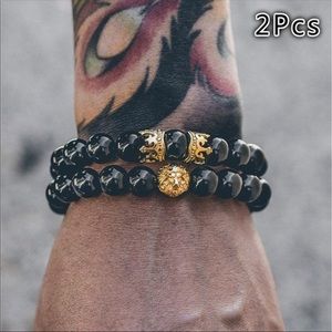 Accessories - 2PCS CROWN LION BEADED BRACELET MEN JEWELRY Accessories - 2PCS CROWN LION BEADED BRACELET MEN JEWELRY